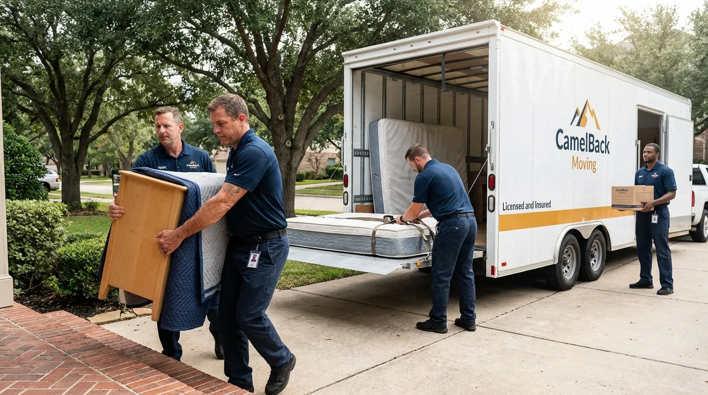 Crew loading residential truck for cross-state move from Connelly Springs, NC