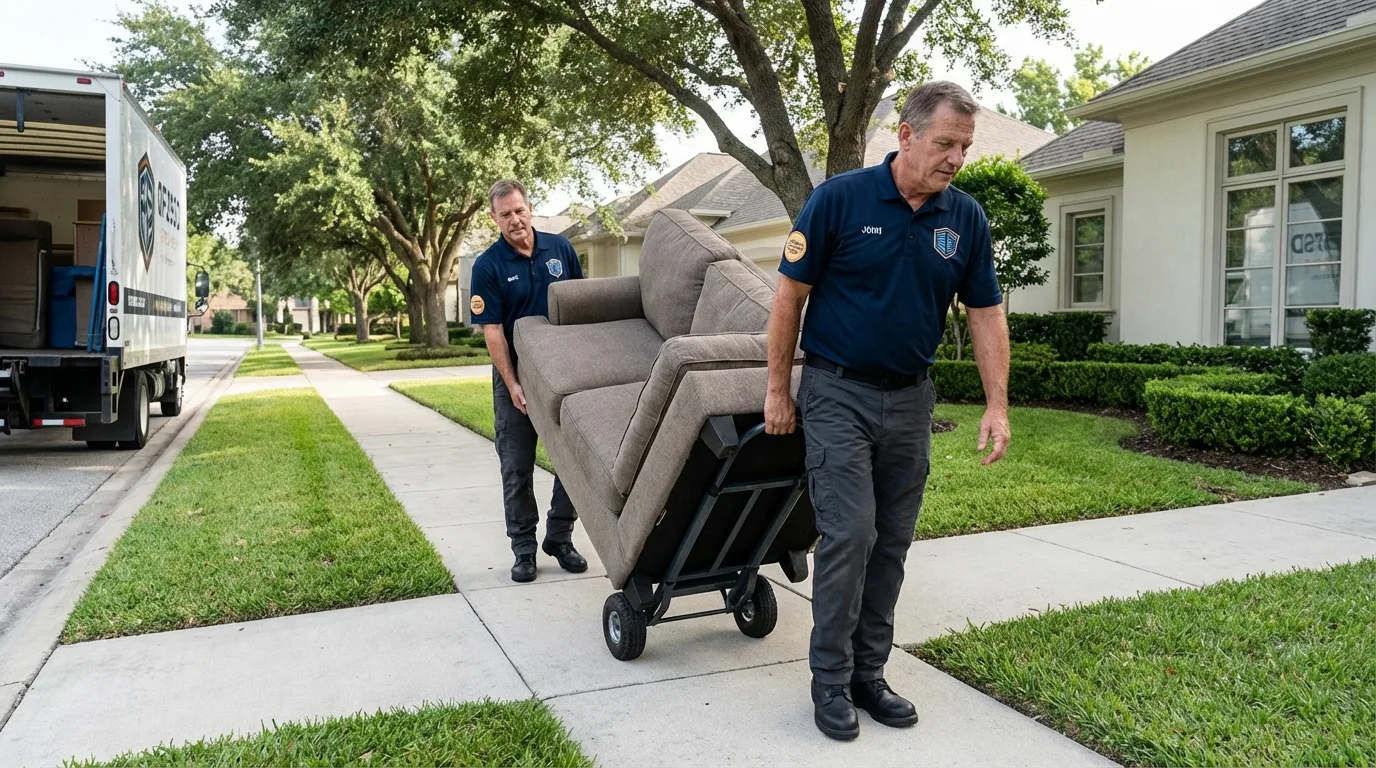 Local residential moving crew loading furniture in Connelly Springs, NC