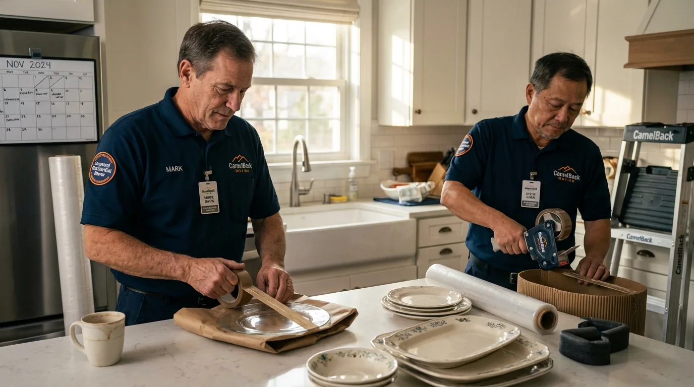 Professional crew packing kitchen dishware in Connelly Springs, NC